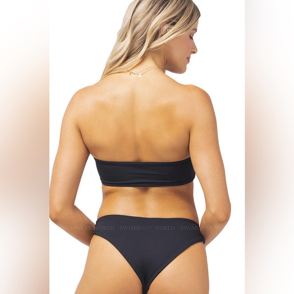 L*Space Dawn Amal Black Bikini Set | Strapless Bandeau + Side-Tie Bottom | NWT M - Picture 6 of 15